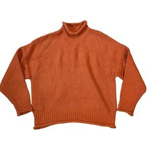 TECREW mockneck chunky knit oversized sweater burnt orange women’s large
